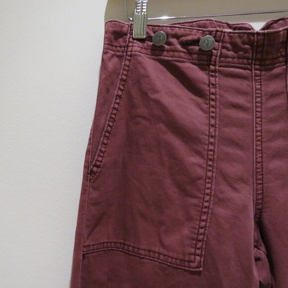 ANTHROPOLOGIE PILCRO The Kit High-Rise Wide-Leg Utility Trouser Pants in Maroon - Picture 6 of 14